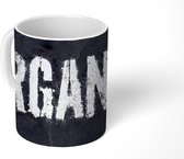 Mok - Het woord organic op een zwarte achtergrond - 350 ML - Beker