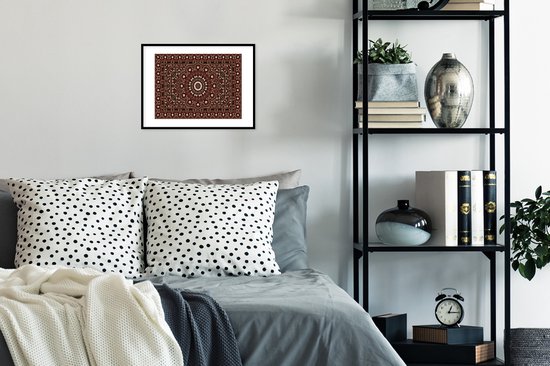 Cadre photo avec affiche - Motifs - Mandala - Tapis - Rouge - 40x30 cm - Cadre pour affiche