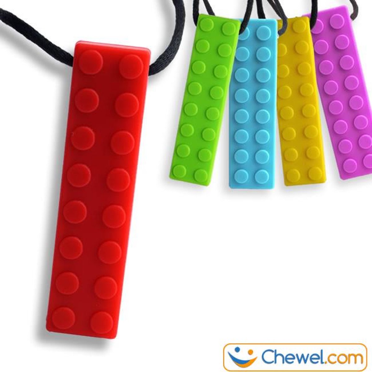Bijtketting Bouwblokje Kauwketting | bouwblok Rood | Chewel ® — afbeelding 8