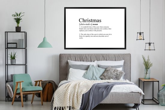 Cadre photo avec affiche - Noël - Citations - Définition de Noël - Proverbes - Dictionnaire - 120x80 cm - Cadre pour affiche - Décorations de Noël - Décoration de Noël pour l'intérieur - Noël