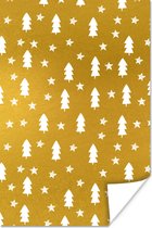 Poster Kerstboom - Sterren - Patroon - 20x30 cm - Kerstmis Decoratie - Kerstversiering - Kerstdecoratie Woonkamer - Kerstversiering - Kerstdecoratie voor binnen - Kerstmis