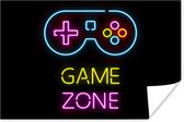 Game Poster - Controller - Game - Neon - Zwart - Quotes - Game zone - 60x40 cm - Game room decoratie