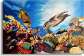 Schilderij oceaan koraal 90 x 60 Artello - handgeschilderd schilderij met signatuur - schilderijen woonkamer - wanddecoratie - 700+ collectie Artello schilderijenkunst
