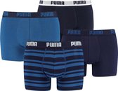 PUMA Basic Stripe Boxershort - 4-pack - Blauw - Maat XL
