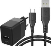 iMoshion Wall Charger 20W + Braided USB-C naar USB kabel - 1,5 meter - Zwart