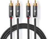 Câble audio stéréo Nedis | 2x RCA mâle - 2x RCA mâle | Gun Metal Gris | Câble tressé | 1,0 m
