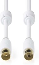 Nedis Coaxkabel - IEC (Coax) Male - IEC (Coax) Female - Verguld - 100 dB - 75 Ohm - Dubbel Afgeschermd - 1.00 m - Rond - PVC - Wit - Doos