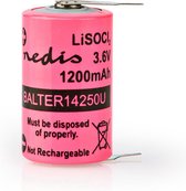 Nedis Lithiumthionylchloride-Batterij ER14250 | 3.60 V | Lithium Thionyl Chloride | 1200 mAh | 1-Blister | ER14250 | Roze