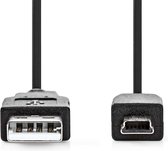 Nedis USB-Kabel - USB 2.0 - USB-A Male - USB Mini-B 5-Pins Male - 480 Mbps - Vernikkeld - 5.00 m - Rond - PVC - Zwart - Envelop