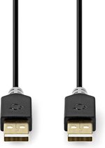 Nedis USB-Kabel - USB 2.0 - USB-A Male - USB-A Male - 480 Mbps - Verguld - 2.00 m - Rond - PVC - Antraciet - Doos