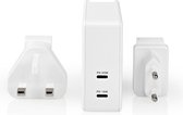 Nedis Oplader - 1,5 A / 2 A / 3,0 A / 3,25 A - Outputs: 2 - Poorttype: 2x USB-C™ - 15 / 18 / 27 / 36 / 45 / 65 W - Automatische Voltage Selectie