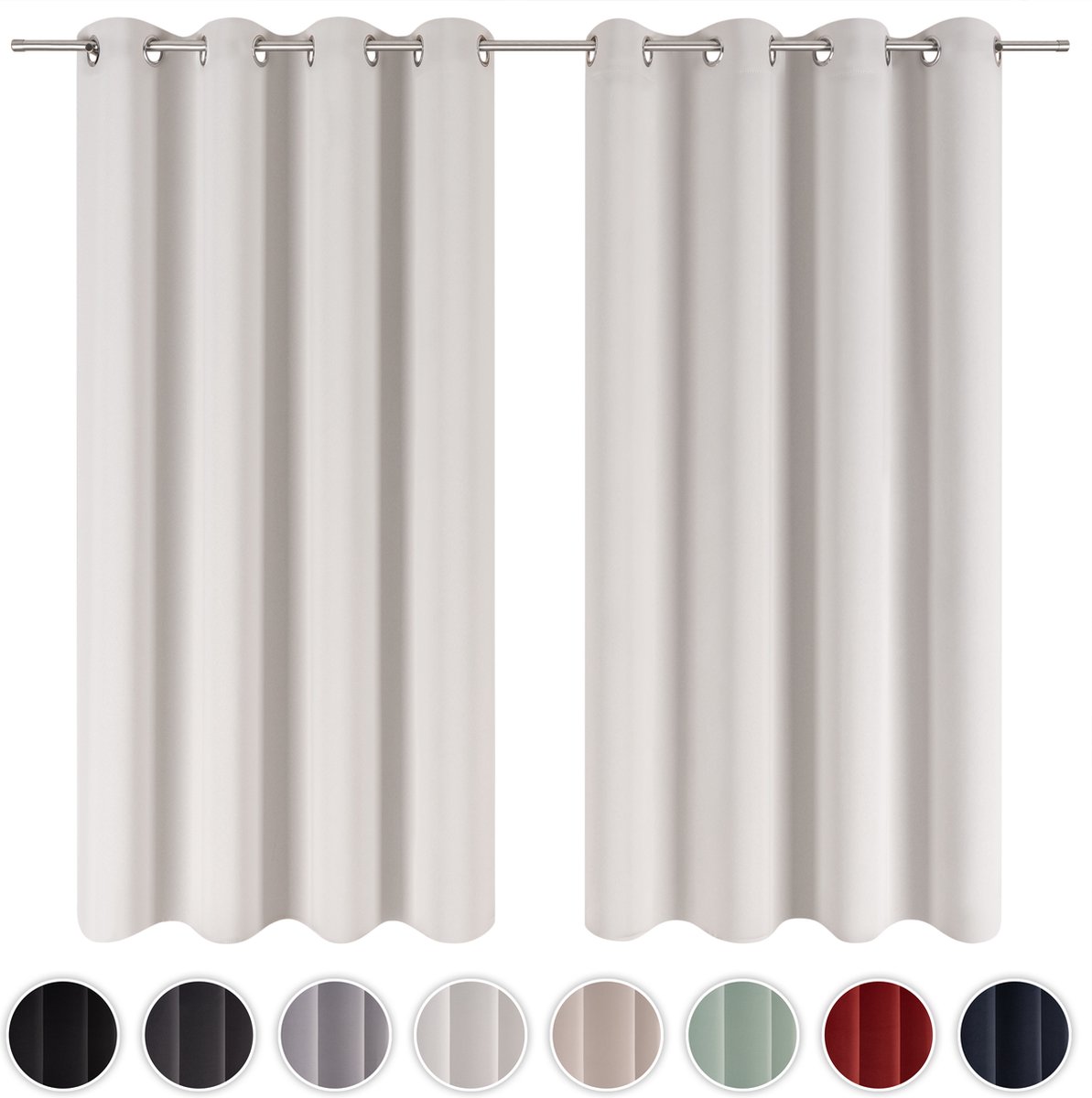 Blumtal Gordijnen - Verduisterend Gordijn Kant en Klaar - Blackout Gordijnen - 132 x 215 cm - Maanlicht Grijs - Set van 2
