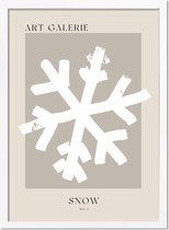 Kerstposter ART GALERIE Snow - Zand A3 + fotolijst wit 29,7x42cm
