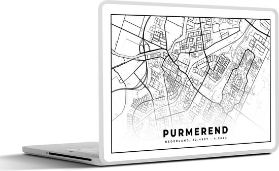 Laptop sticker - 13.3 inch - Kaart - Purmerend - Nederland - 31x22,5cm - Laptopstickers - Laptop skin - Cover