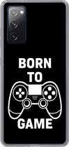 Geschikt voor Samsung Galaxy S20 FE hoesje - Gamen - Quotes - Controller - Born to game - Zwart - Wit - Siliconen Telefoonhoesje