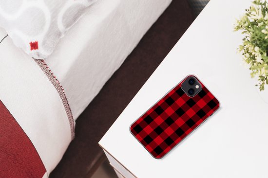 Coque iPhone 13 mini - Plaid - Zwart - Rouge - Coque de téléphone en Siliconen