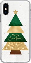Geschikt voor iPhone X hoesje - Kerstboom - Merry Christmas - Spreuken - Quotes - Kerst - Siliconen Telefoonhoesje