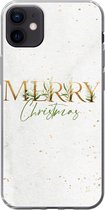 Geschikt voor iPhone 12 mini hoesje - Kerst - Quotes - Merry Christmas - Spreuken - Goud - Siliconen Telefoonhoesje