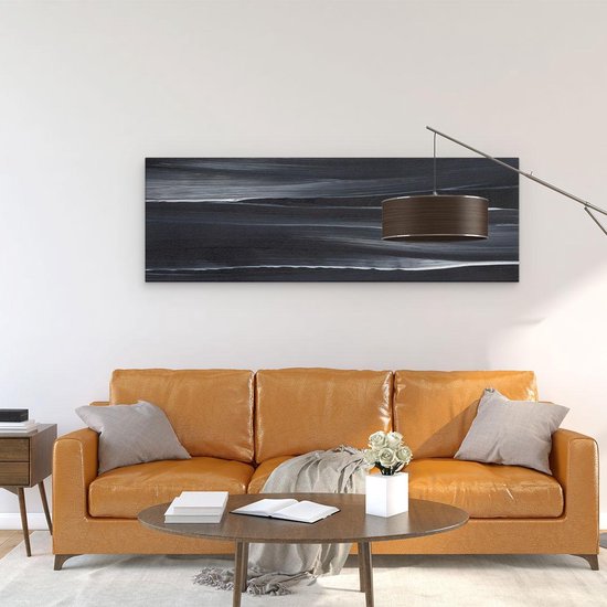 Artaza - Peinture sur toile - Art abstrait - Zwart avec des lignes Witte - 120 x 40 - Groot - Photo sur toile - Impression sur toile
