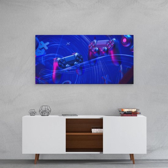 Artaza - Peinture sur toile - Deux Manettes de Gaming - Jeux - 80x40 - Photo sur toile - Impression sur toile