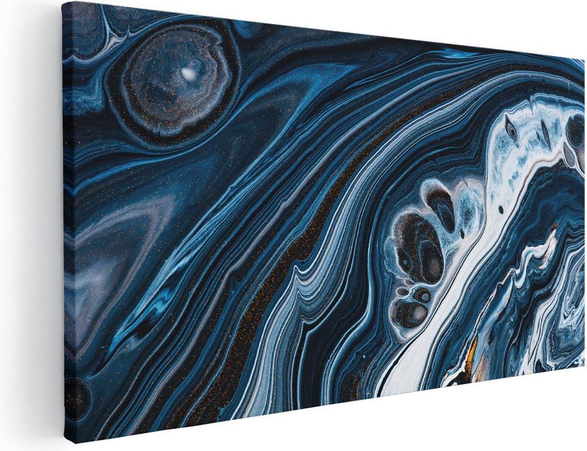 Artaza Canvas Schilderij Abstracte Kunst - Blauwe Verf - 100x50 - Groot - Foto Op Canvas - Canvas Print