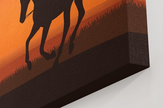 Artaza Peinture sur Toile Silhouette d'un Indien sur un Cheval - 100x50 - Groot - Photo sur Toile - Impression sur Toile