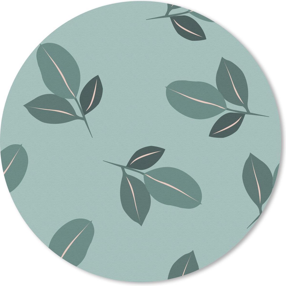 Muismat rond 40x40 cm - Mousepad Zomer - Planten - Turquoise - Ronde muismatten