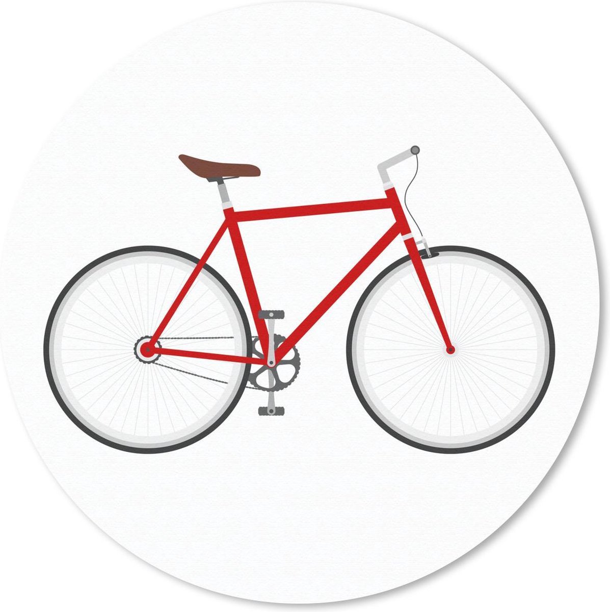 Muismat rond 50x50 cm - Mousepad Racefiets - Rood - Wit - Ronde muismatten