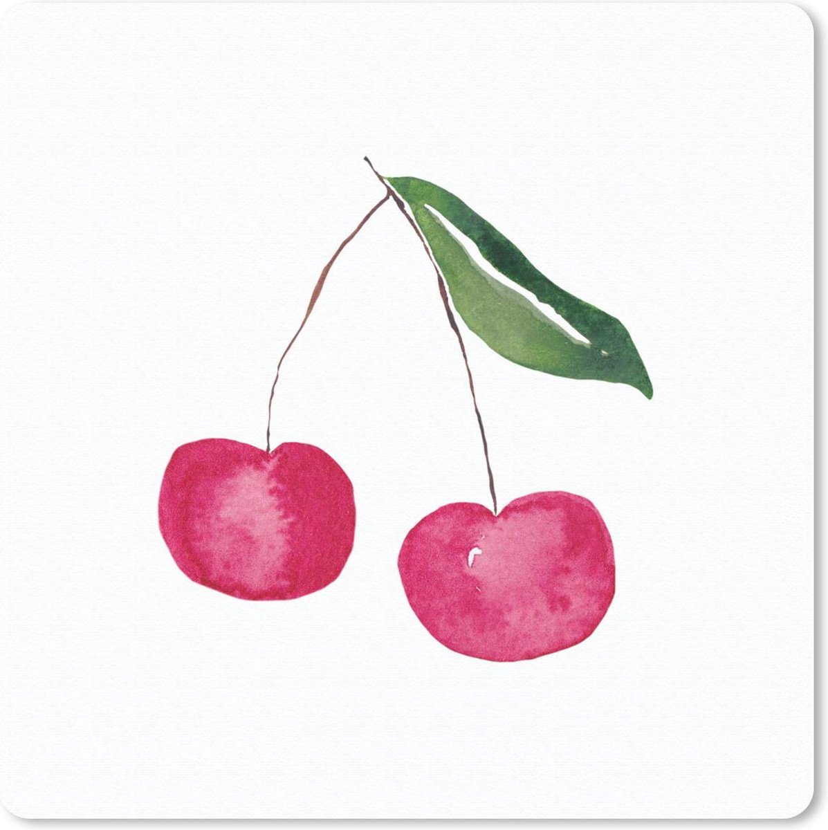 Muismat 30x30 cm - Mousepad Kersen - Rood fruit - Wit - Muismatten