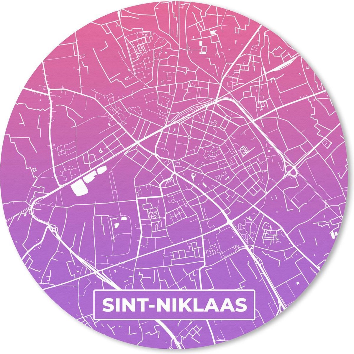 Muismat rond 50x50 cm - Mousepad Sint-Niklaas - Stadskaart - België - Ronde muismatten