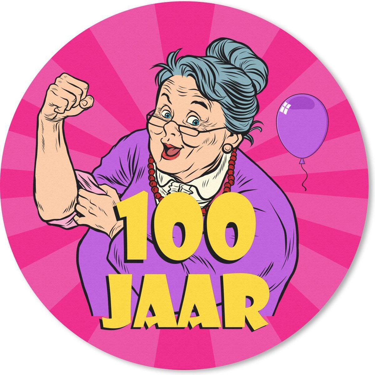 Muismat rond 30x30 cm - Mousepad Vrouw - Jubileum - 100 jaar - Ronde muismatten