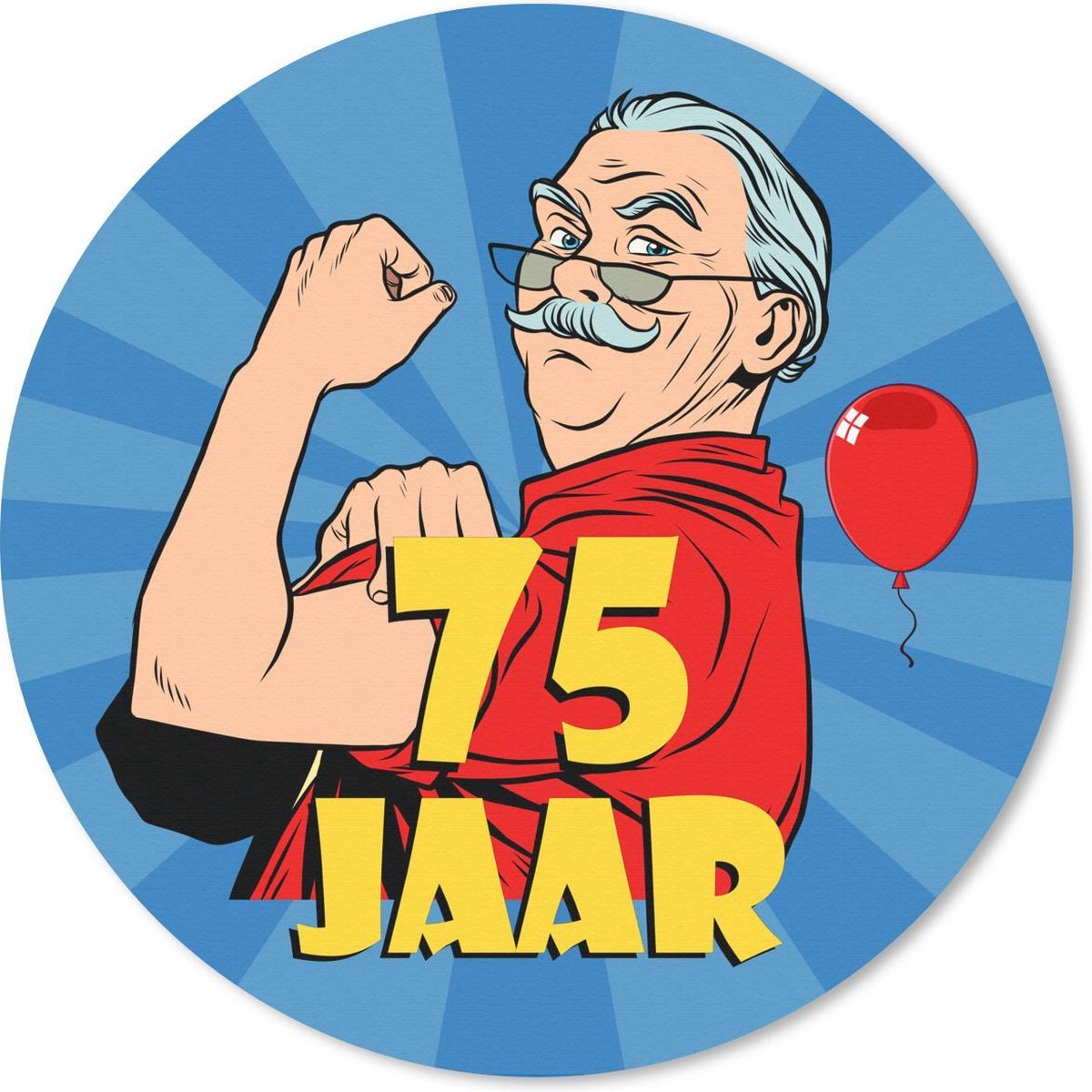 Muismat rond 20x20 cm - Mousepad Verjaardag - Man - 75 Jaar - Ronde muismatten