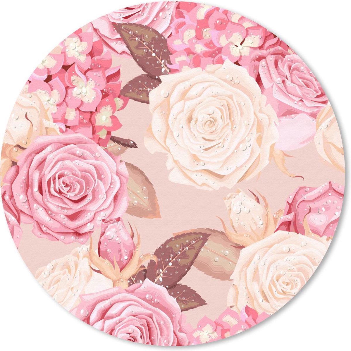 Muismat rond 50x50 cm - Mousepad Rozen - Glitter - Roze - Wit - Ronde muismatten