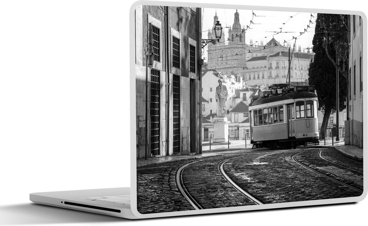Afbeelding van product SleevesAndCases  Laptop sticker - 17.3 inch - Portugal - Lissabon - Tram - Zwart - Wit