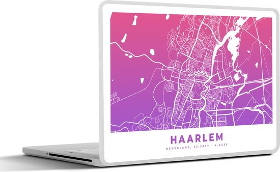 Laptop sticker - 17.3 inch - Stadskaart - Haarlem - Roze - Paars ...