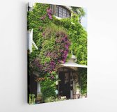 Canvas schilderij - Flowers on the streets of small old town in Saint Paul de Vence, France. Vibrant summer scene.  -  1451576165 - 40-30 Vertical