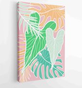 Canvas schilderij - Summer tropical wall arts vector. Palm leaves, coconut leaf, monstera leaf, line arts 3 -    – 1922510714 - 40-30 Vertical