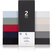 Blumtal Hoeslaken - Fitted Sheet - Jersey - Katoen -  90 x 200 x 30 cm - Antraciet - Set van 2