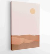 Canvas schilderij - Mountain wall art vector set. Earth tones landscapes backgrounds set with moon and sun. 4 -    – 1870239400 - 115*75 Vertical