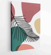 Canvas schilderij - Botanical wall art vector set. Earth tone boho foliage line art drawing with abstract shape. 3 -    – 1875684274 - 50*40 Vertical