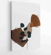 Canvas schilderij - Botanical wall art vector set. Earth tone boho foliage line art drawing with abstract shape. 3 -    – 1881805132 - 40-30 Vertical