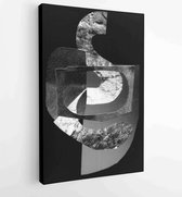 Canvas schilderij - Hand-drawn abstract illustration of a modern art style. Raster composition with contemporary style. Collage of pasted paper. -  Productnummer 1468290851 - 115*7