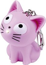 sleutelhanger kat met licht en geluid 5,5 cm roze