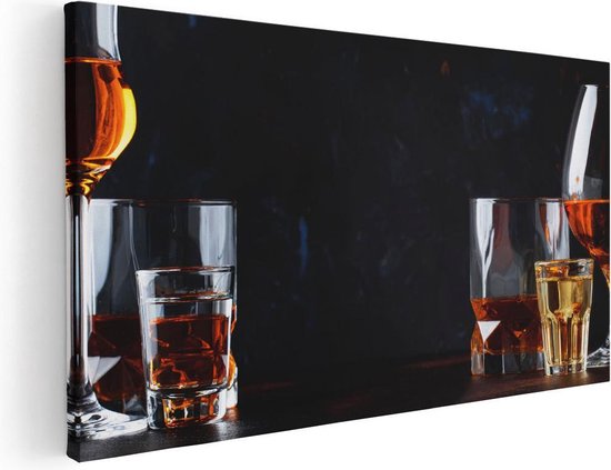 Artaza Canvas Schilderij Sterke Alcohol Drank - Glazen - 40x20 - Klein - Foto Op Canvas - Canvas Print