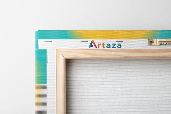 Artaza - Quadriptyque de peinture sur toile - Art abstrait - Soleil avec des points noirs - 80x60 - Photo sur toile - Impression sur toile