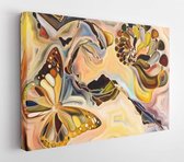 Canvas schilderij - Inner Texture series. Arrangement of digital watercolor design with seashells and butterflies on the subject of art, Nature and creativity  -     1327590794 - 5