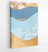 Canvas schilderij - Earth tones landscapes backgrounds set with moon and sun. Abstract Plant Art design for print, cover, wallpaper, Minimal and natural wall art. 1 -    – 18483794