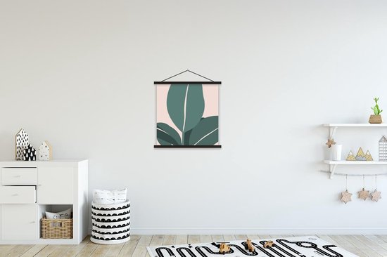 Porte-affiche avec affiche - Affiche scolaire - Été - Feuilles - Abstrait - 40x40 cm - Lattes noires