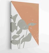 Canvas schilderij - Foliage line art drawing with abstract shape. Abstract Eucalyptus and Art design for print, cover, wallpaper, Minimal and natural wall art. 2 -    – 1823785556