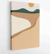 Canvas schilderij - Earth tones landscapes backgrounds set with moon and sun. Abstract Plant Art design for print, cover, wallpaper, Minimal and natural wall art. 2 -    – 18286956